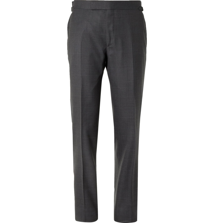 Photo: TOM FORD - Slim-Fit Prince of Wales Checked Wool and Silk-Blend Suit Trousers - Black