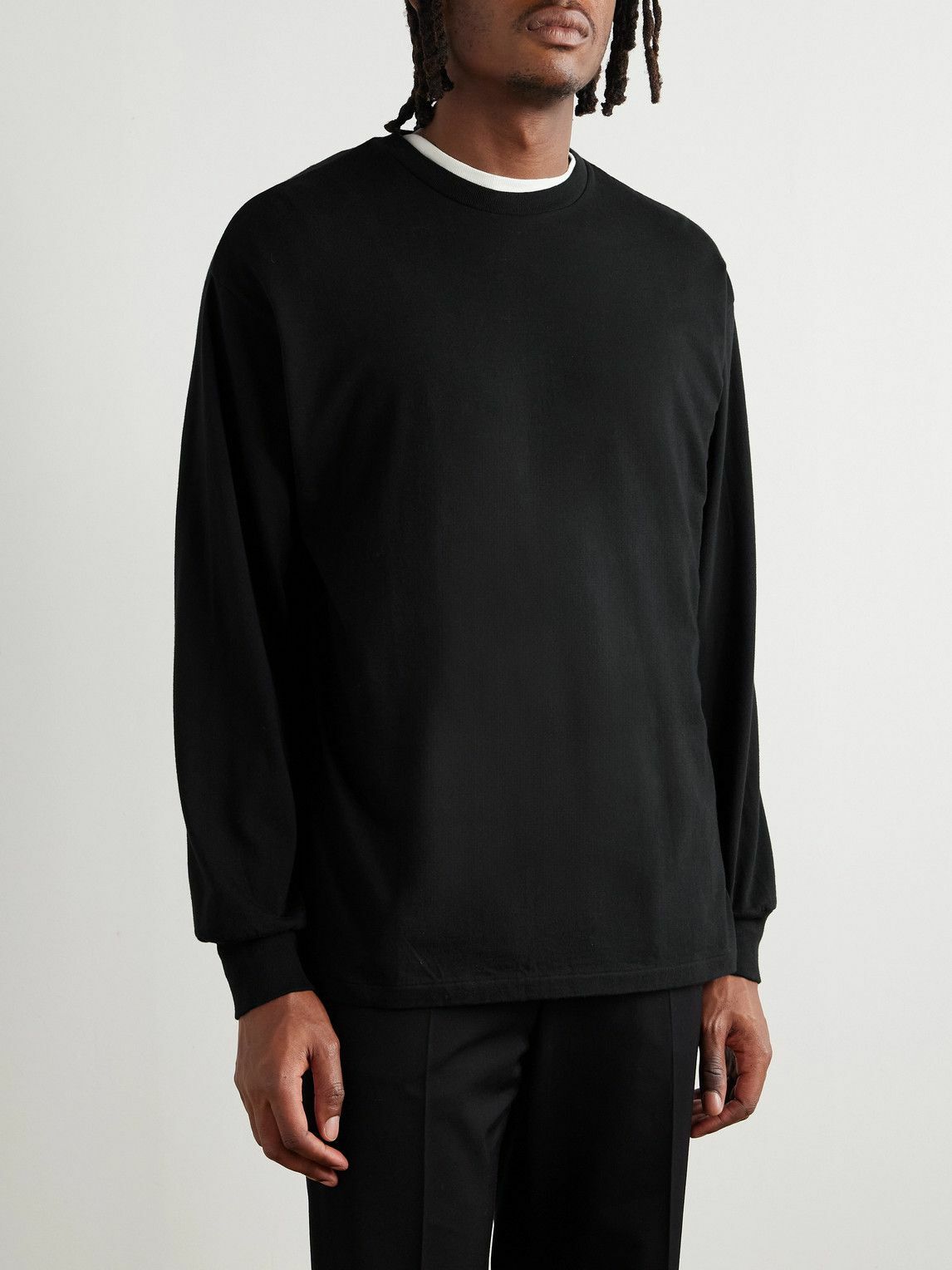 A.PRESSE - Cotton and Cashmere-Blend Jersey T-Shirt - Black