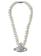 Bas Relief Pearl Necklace in Silver