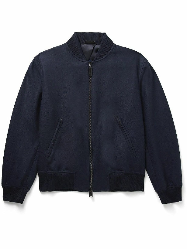 Photo: Brioni - Wool and Silk-Blend Twill Bomber Jacket - Blue