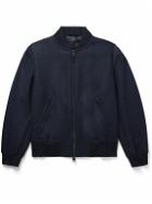 Brioni - Wool and Silk-Blend Twill Bomber Jacket - Blue