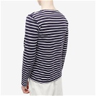 Armor-Lux Men's Long Sleeve Mariniere T-Shirt in Navy/White