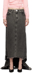 VAQUERA Black Prom Denim Maxi Skirt