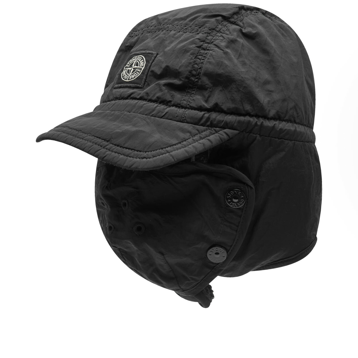 Stone Island Junior Compass-embroidered cotton bucket hat - Black