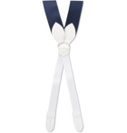 Kingsman - Turnbull & Asser Leather-Trimmed Pin-Dot Silk-Jacquard Braces - Blue