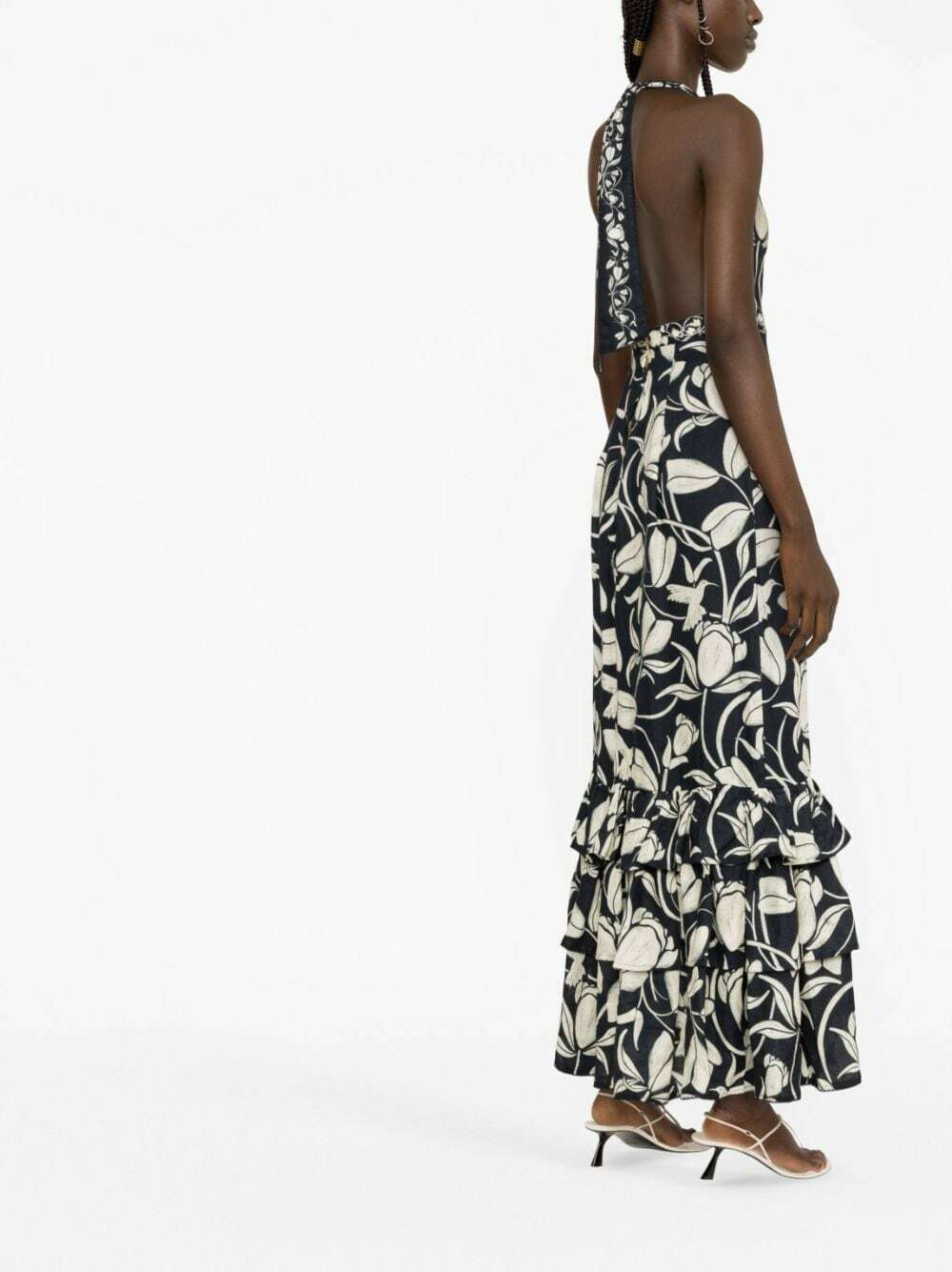 AGUA BY AGUA BENDITA - Halter Neck Printed Linen Long Dress Agua by Agua  Bendita