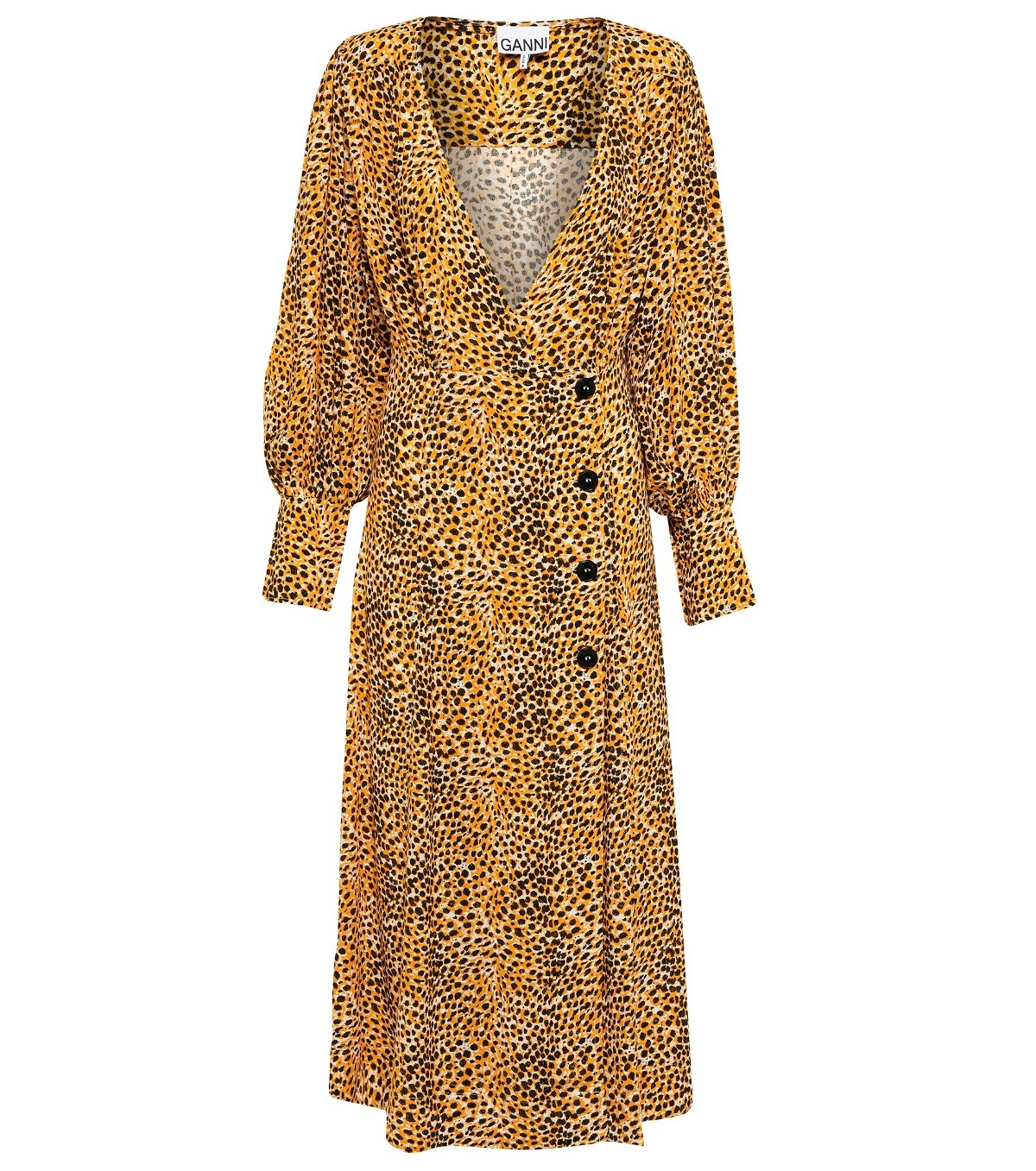 Ganni - Leopard-print crêpe midi dress GANNI