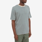 Folk Men's Classic Stripe T-Shirt in Dark Cyan/Natural