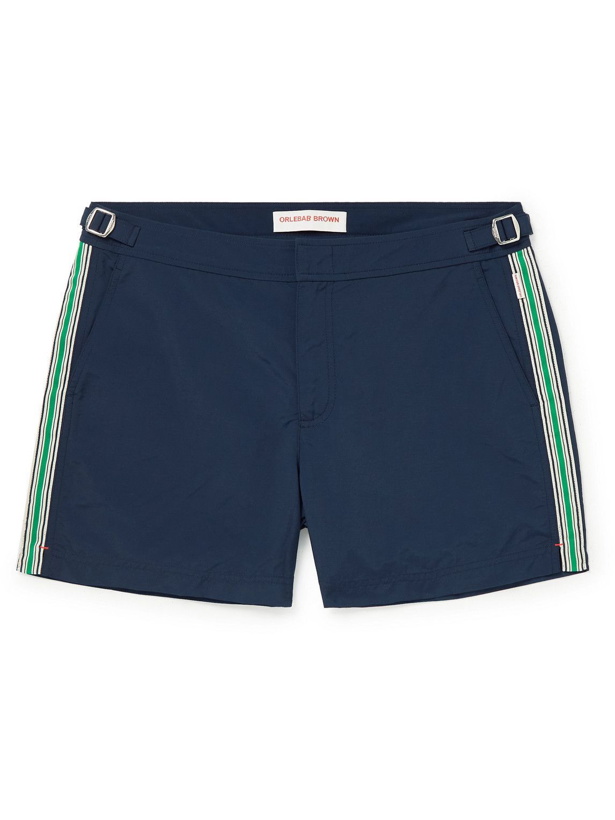 Photo: Orlebar Brown - Setter Plage Mid-Length Grosgrain-Trimmed Swim Shorts - Blue