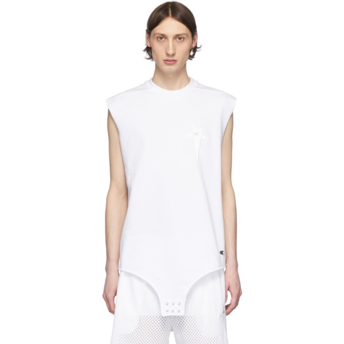 Photo: Rick Owens White Champion Edition Sleeveless T-Shirt