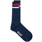 Beams Plus Men's Schoolboy Sock in Navy/White/Red