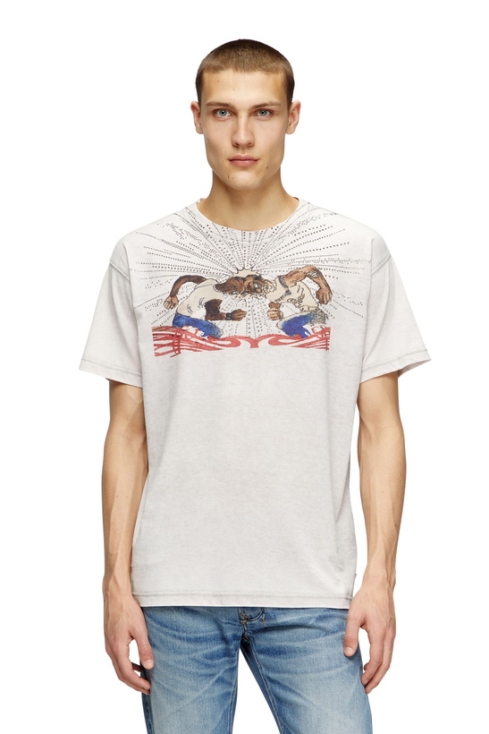 Photo: Diesel T-shirt with rhinestone graphic - T-Shirts Mens in Grey