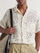 Portuguese Flannel - Camp-Collar Crocheted Cotton-Blend Shirt - Neutrals