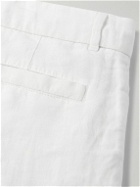 Brunello Cucinelli - Straight-Leg Pleated Linen Bermuda Shorts - White