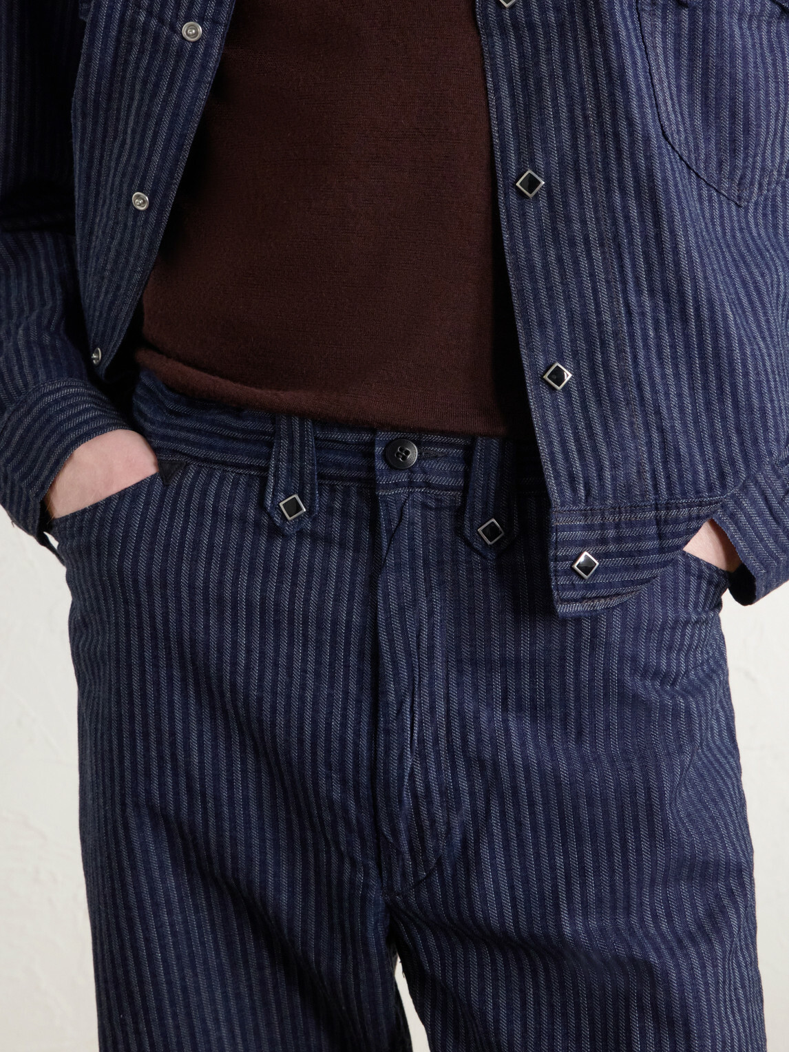 RRL - Straight-Leg Striped Cotton-Jacquard Broken-Twill Trousers - Blue