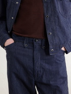 RRL - Straight-Leg Striped Cotton-Jacquard Broken-Twill Trousers - Blue