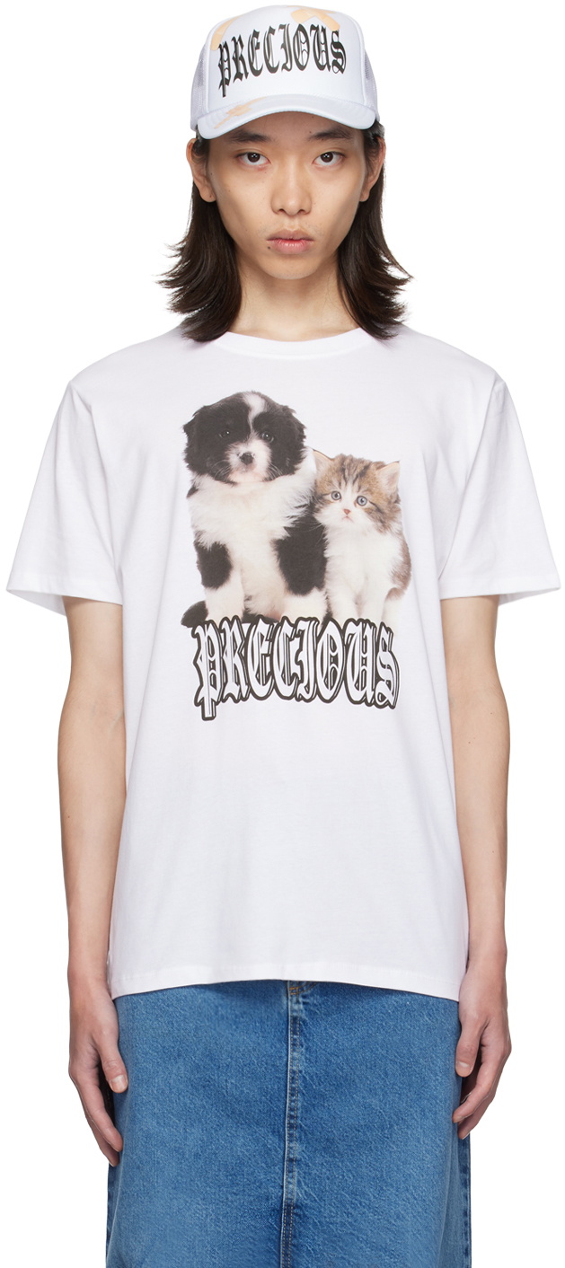 【Ashley Williams】ホワイト Puppy & Kitten Varsity Tシャツ Ashley Williams SSENSE Exclusive Off-White Puppy Kitten T