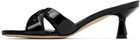 Aeyde Black Vero Patent Leather Mule Heeled Sandals