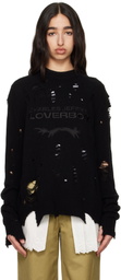 Charles Jeffrey LOVERBOY Black Distressed Logo Sweater