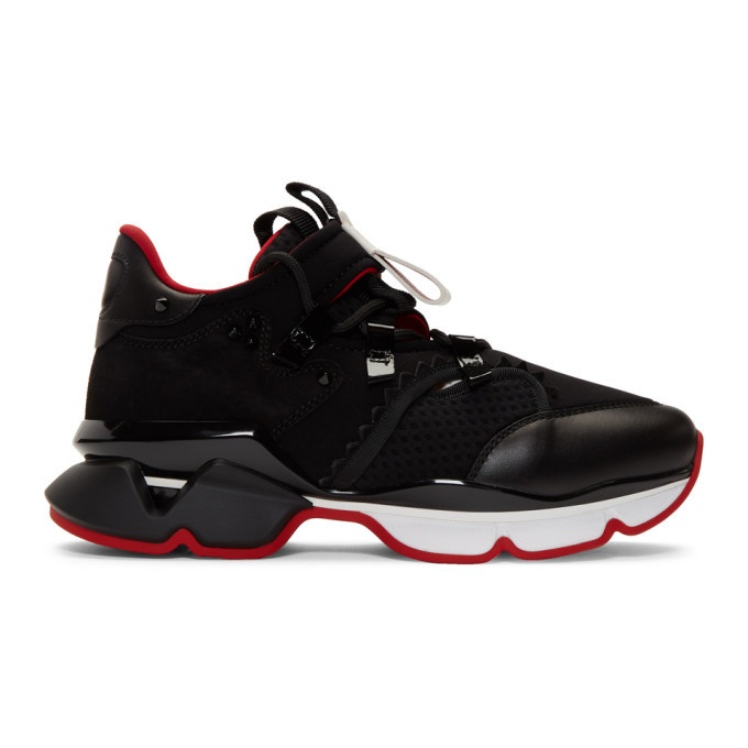 Photo: Christian Louboutin Black Red-Runner Flat Sneakers