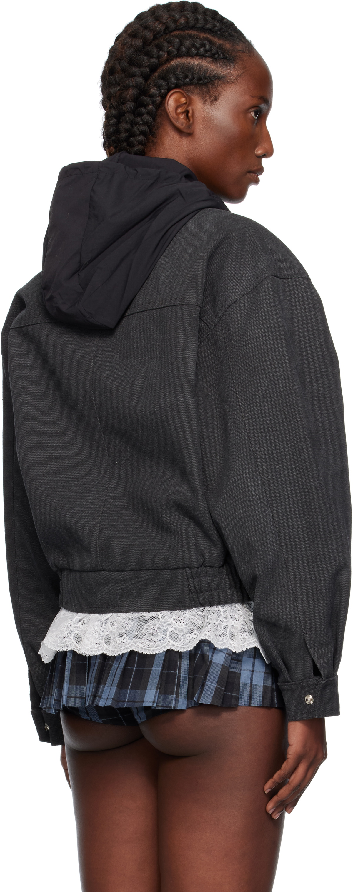 Pushbutton Black Hooded Jacket