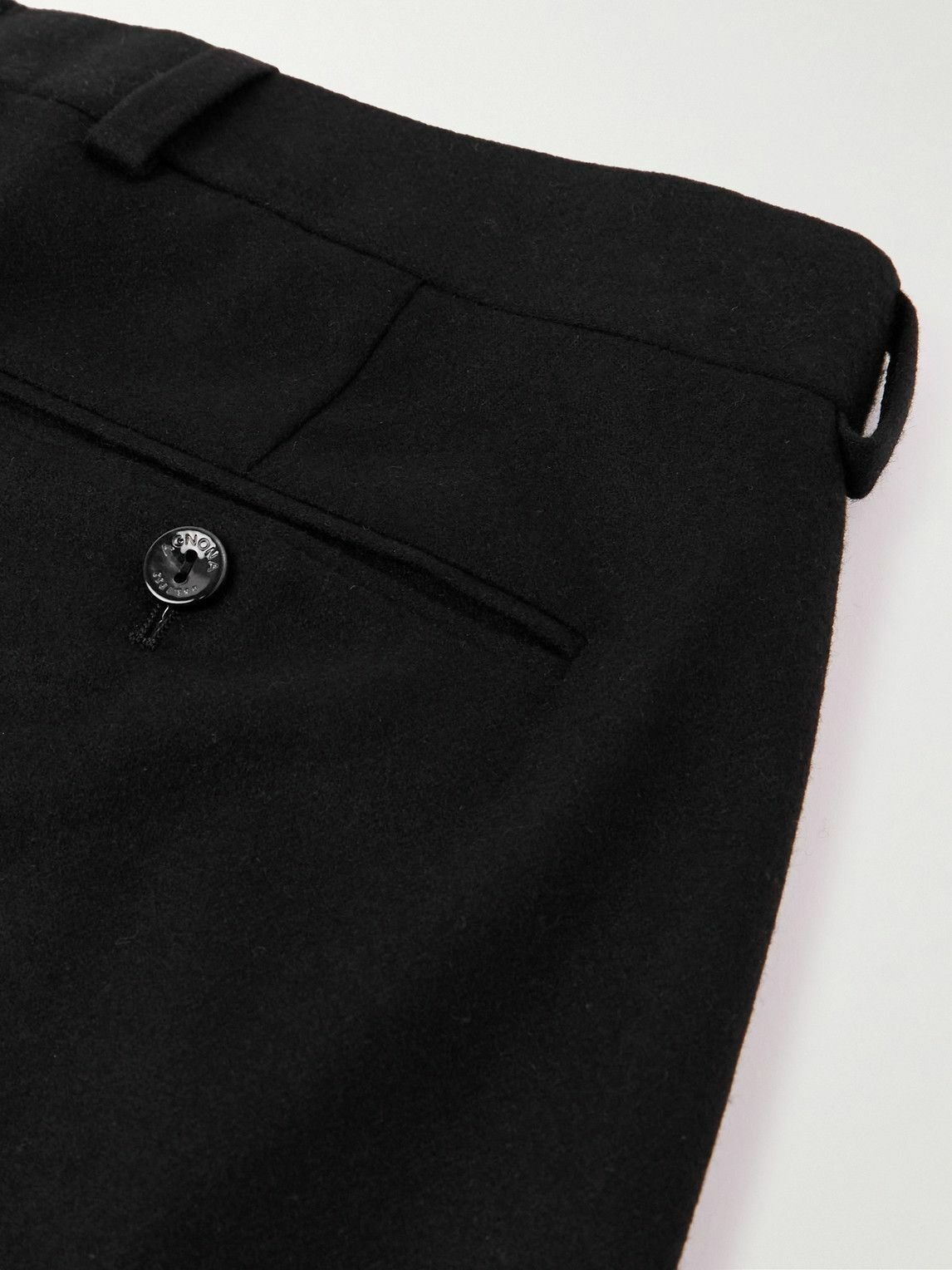 Agnona - Slim-Fit Wool and Cashmere-Blend Flannel Trousers - Black