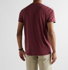 Isaia - Mélange Silk and Cotton-Blend Jersey T-Shirt - Burgundy