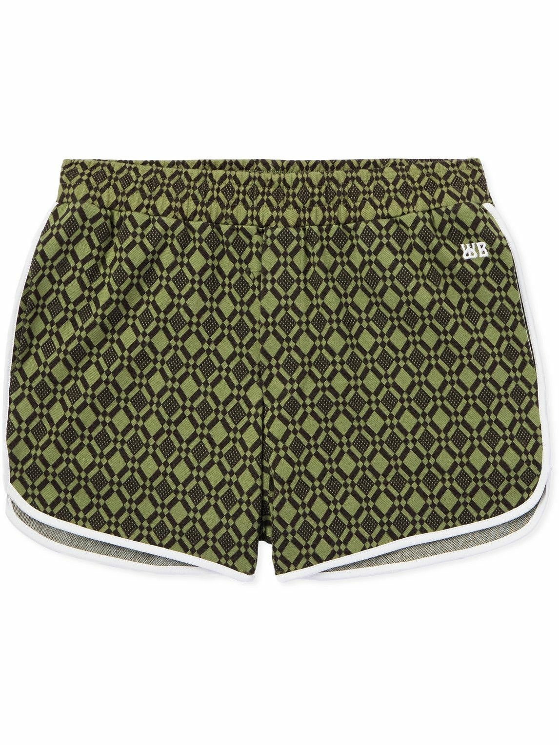Photo: Wales Bonner - The Selassie Straight-Leg Jacquard-Knit Stretch Organic Cotton Shorts - Green