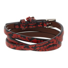 Alexander McQueen Black and Red Graffiti Double-Wrap Bracelet