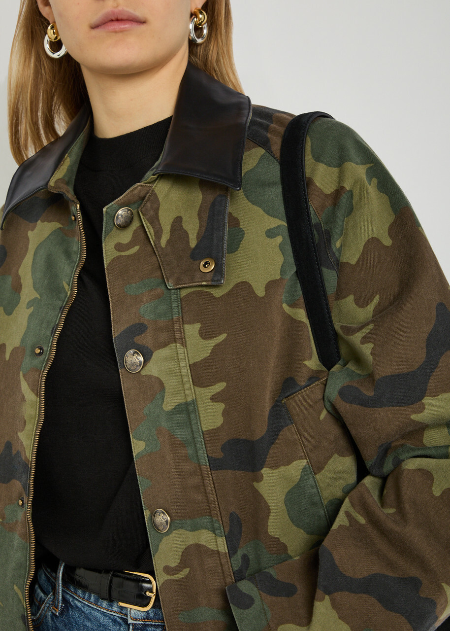 Nili Lotan Andrew Camouflage-print Cotton-blend Jacket Green