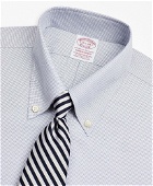 Brooks Brothers Men's Stretch Madison Relaxed-Fit Dress Shirt, Non-Iron Twill Button-Down Collar Micro-Check | Navy