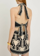 Johanna Ortiz Tide Strength Patterned Linen Mini Dress Black