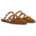 Valentino Garavani Brown Rockstud Suede Mule Flats