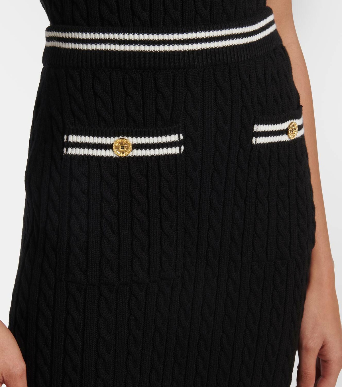 Alessandra Rich Cable-knit cotton midi skirt