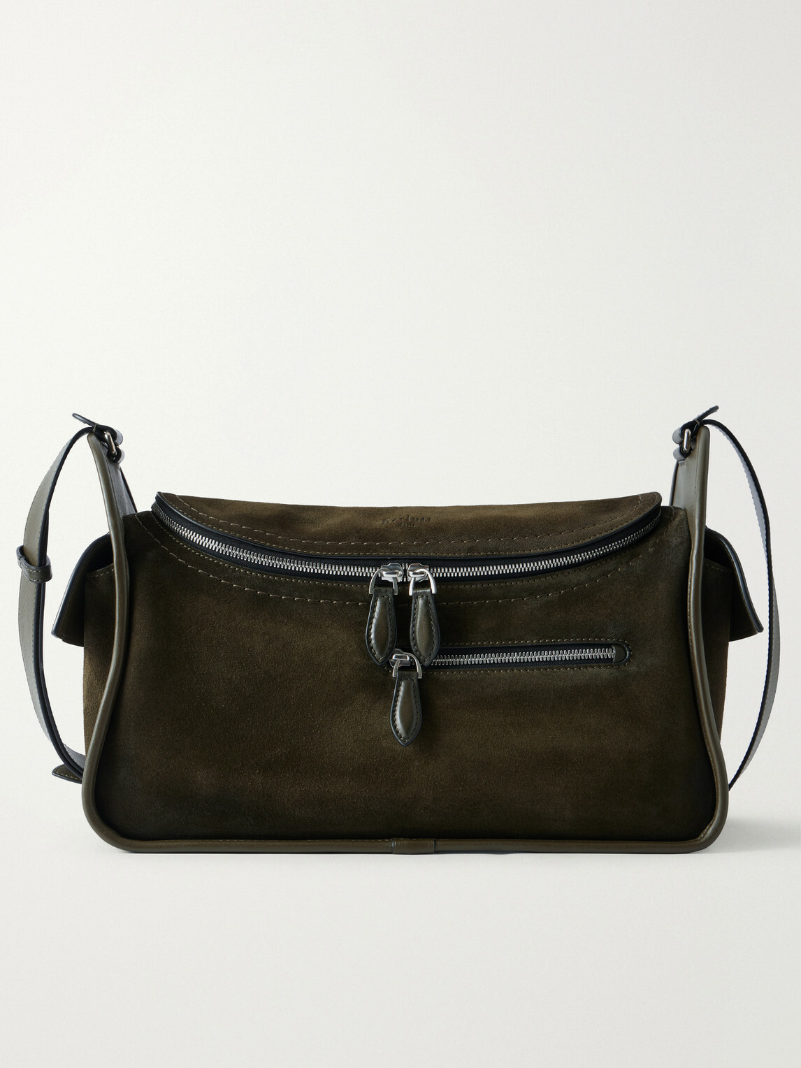 Berluti - Périple Barrel Leather-Trimmed Suede Messenger Bag