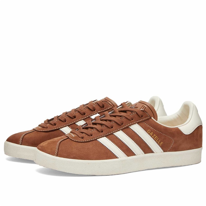 Photo: Adidas Gazelle 85 Sneakers in Preloved Brown/Chalk White