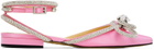 MACH & MACH Pink Double Bow Ballerina Flats