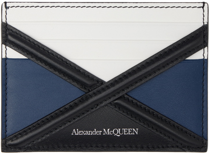 Photo: Alexander McQueen Blue & White 'The Harness' Card Holder