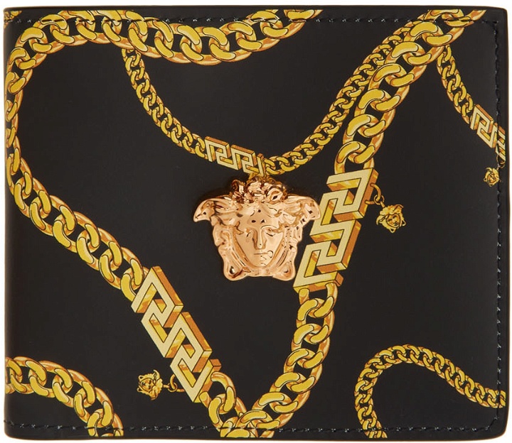 Photo: Versace Black 'La Medusa' Chain Bifold Wallet