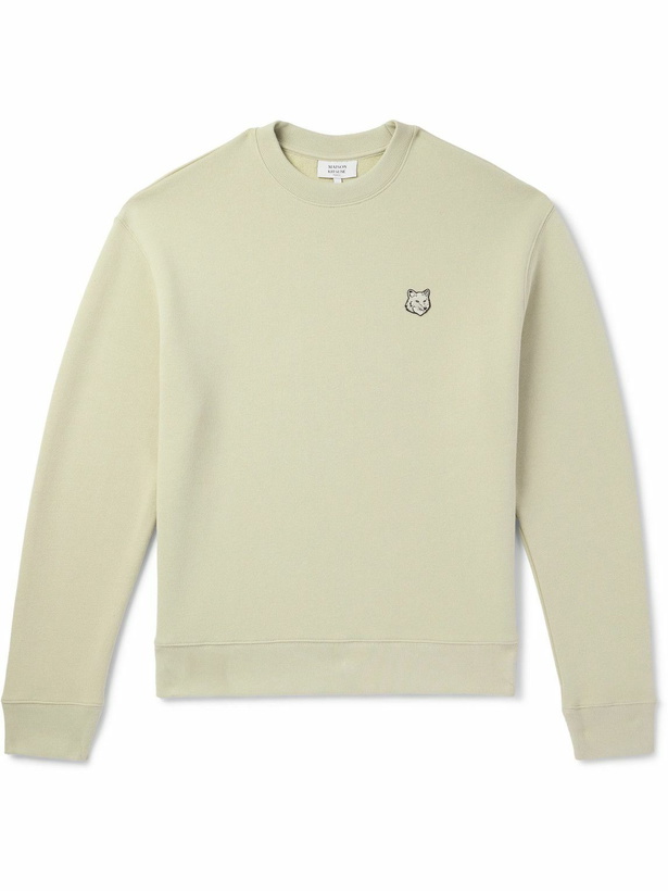 Photo: Maison Kitsuné - Logo-Appliquéd Cotton-Jersey Sweatshirt - Green