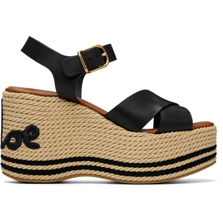 Photo: Chloé Black 'Chloé Sand' Wedge Sandals