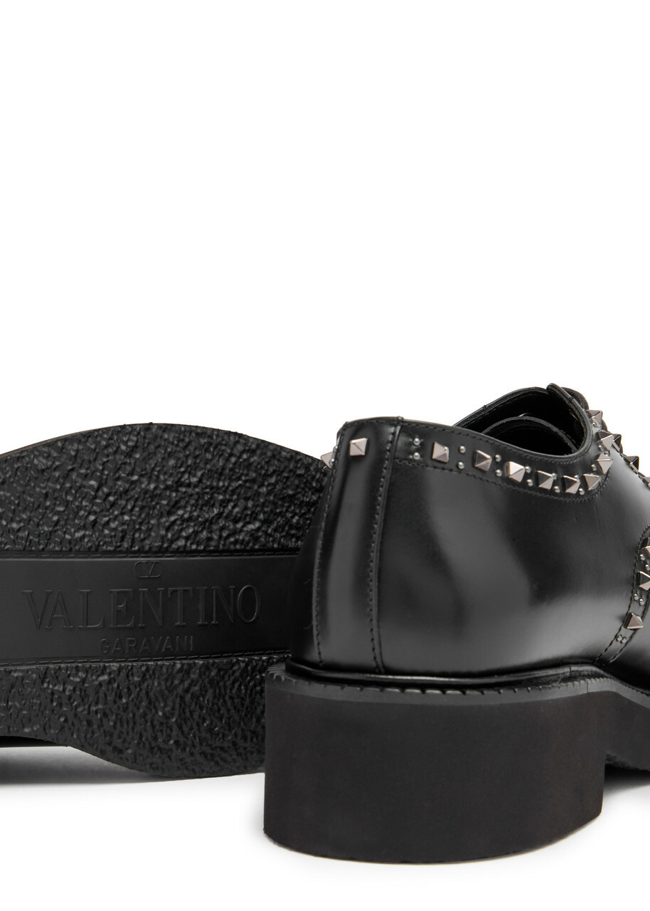 Valentino Studded Leather Derby Shoes Black