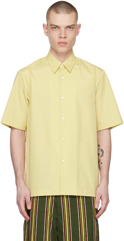 Photo: Dries Van Noten Yellow Spread Collar Shirt