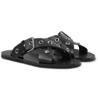 Versace - Eyelet-Embellished Leather Sandals - Black