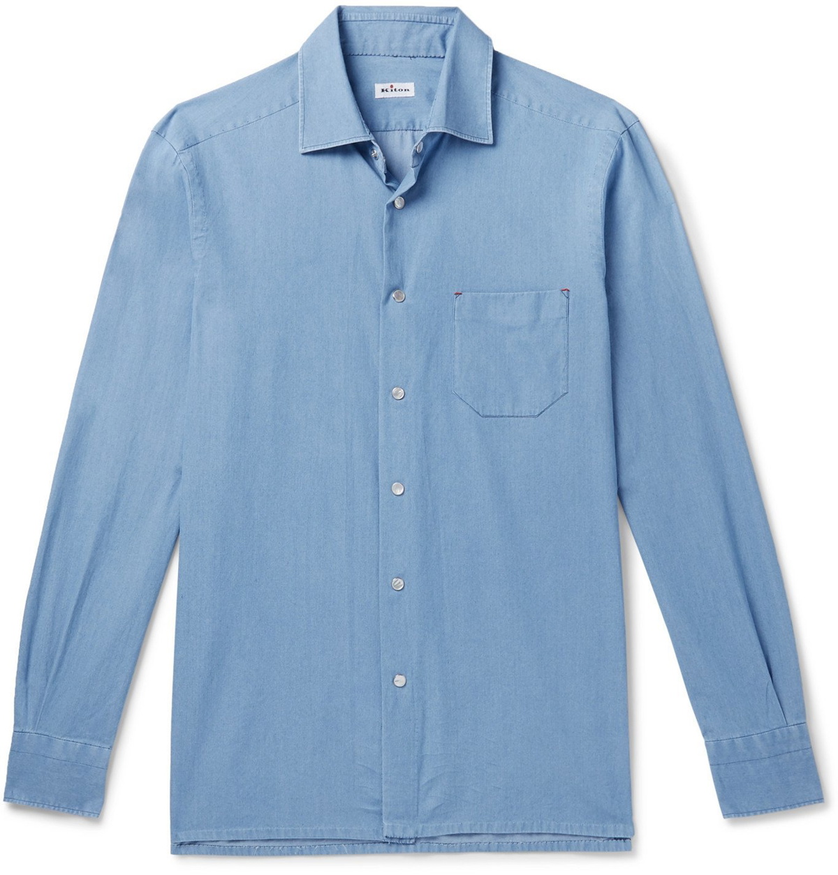 Kiton - Slim-Fit Cotton-Chambray Shirt - Blue Kiton