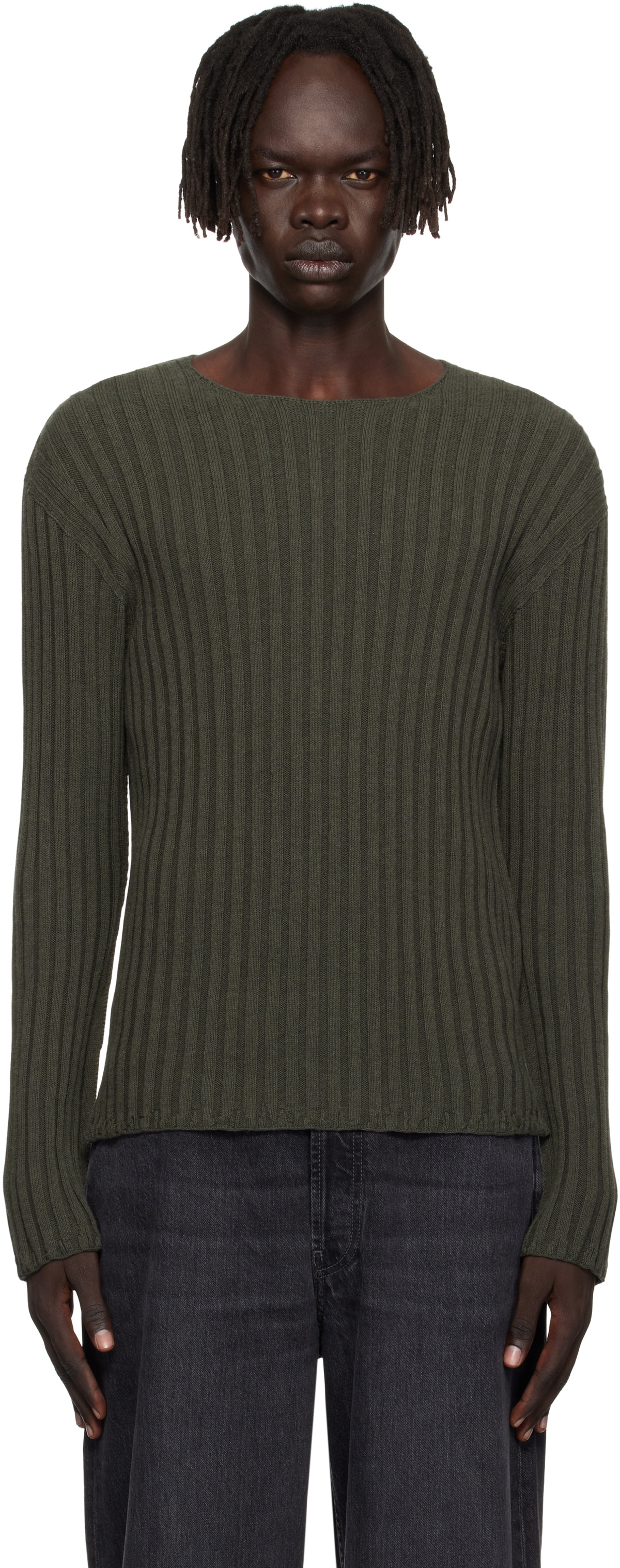 Acne Studios Green Ribbed Sweater