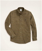 Brooks Brothers Men's Stretch Regent Regular-Fit Sport Shirt, Non-Iron Windowpane Oxford | Dark Green