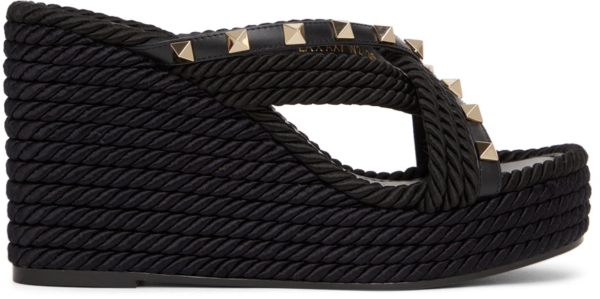 Louis Vuitton Studded Crosscross Strap Wedge Sandals