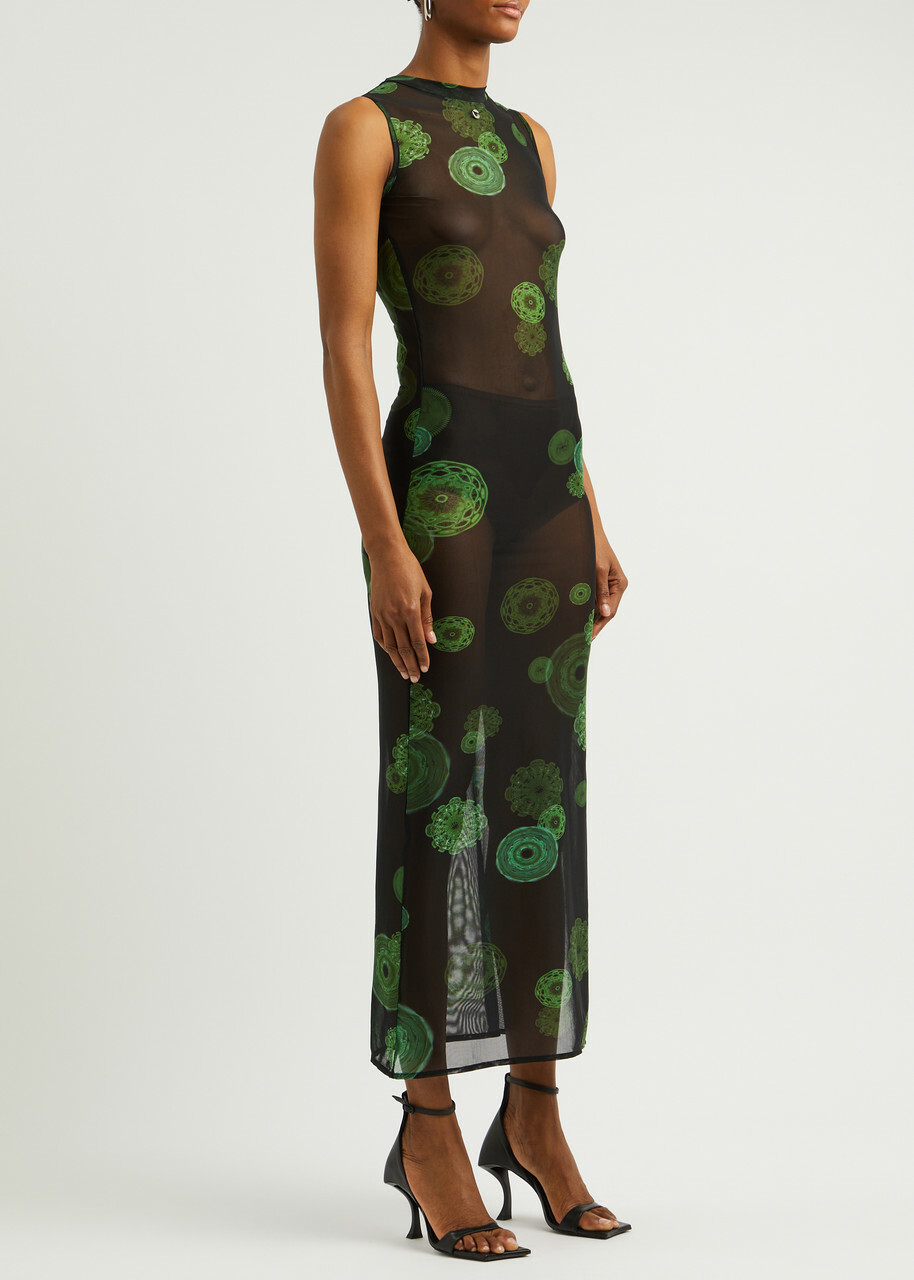 coperni flower print mesh dress Coperni Floral-print Maxi Dress