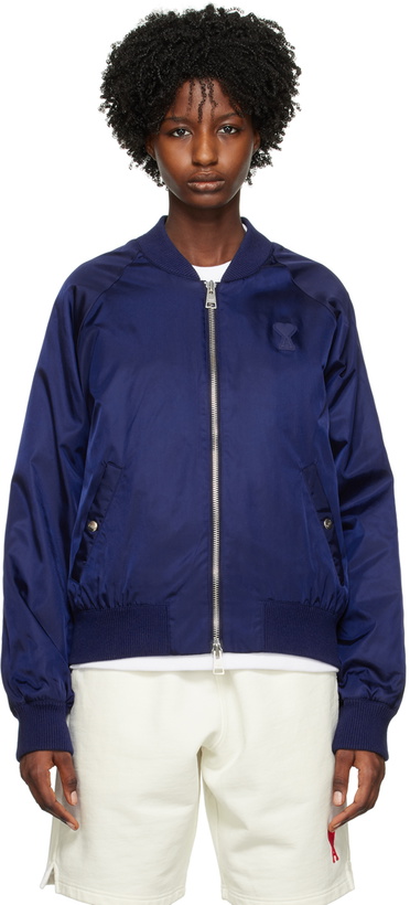 Photo: AMI Paris Navy Zip Bomber Jacket
